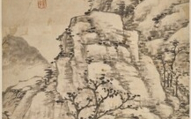 Anonymous Landscape hanging scroll, ink and colour on paper Qing dynasty, 18th/19th century | 清十八/十九世紀 松柏山石圖 水墨紙本 立軸