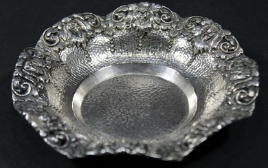 Antique 800 Silver Hand Hammered / Repousse Bowl