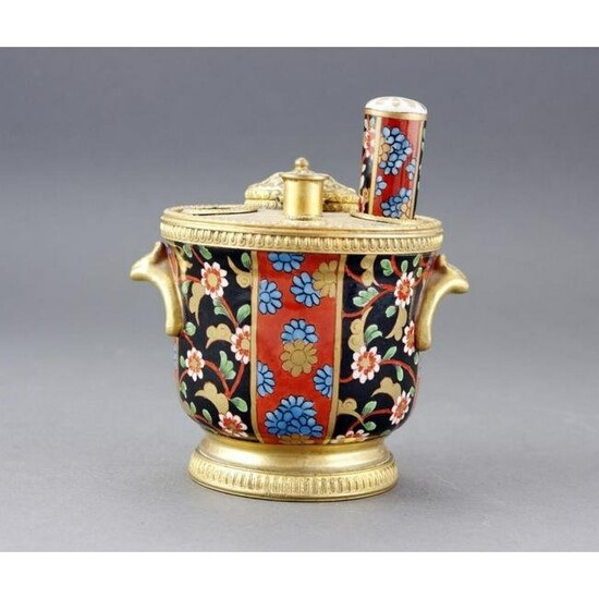 Antique French Continental Cloisonne Inkwell