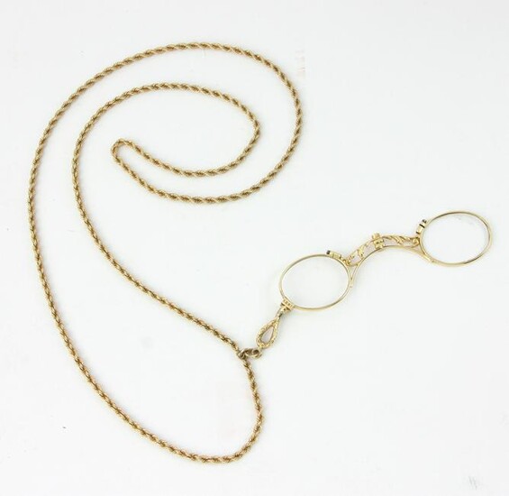 Antique Gold Lorgnette with Necklace