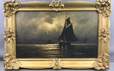 Antique Moran Seascape/ships oil painting