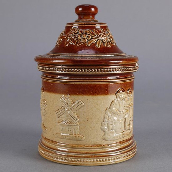 Antique Royal Doulton Lambeth Stoneware Covered Jar