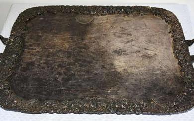Antique Silver Plate Tray w Decorative Border