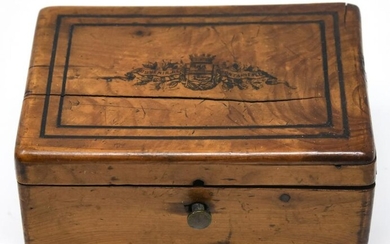 Antique Souvenir de Fontainebleau Wooden Box