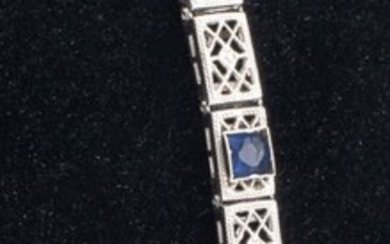 Art Deco 14K Sapphire & Diamond Bracelet