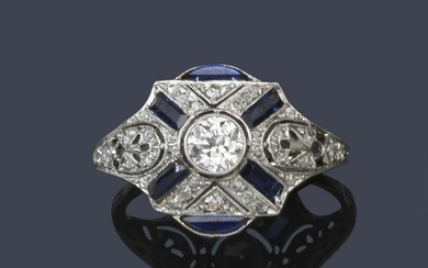 Art Deco ring with old and rose cut diamonds of approx.