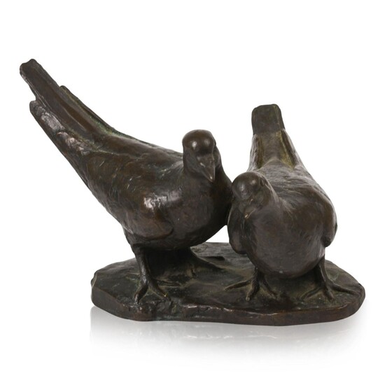 Asian Cast Bronze of Two Doves.