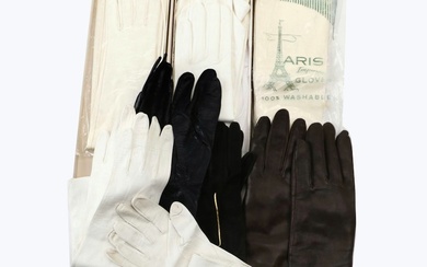 Assorted Vintage Leather Gloves and Boxes Featuring Aris, Lauffer, and More