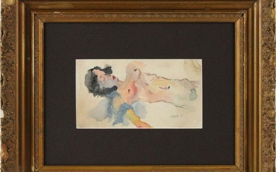 Attrib. Egon Schiele, Watercolor, Female Nude