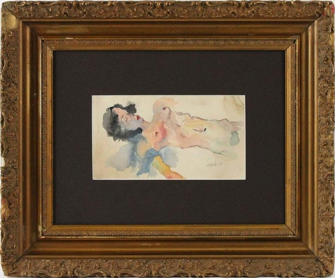 Attrib. Egon Schiele, Watercolor, Female Nude