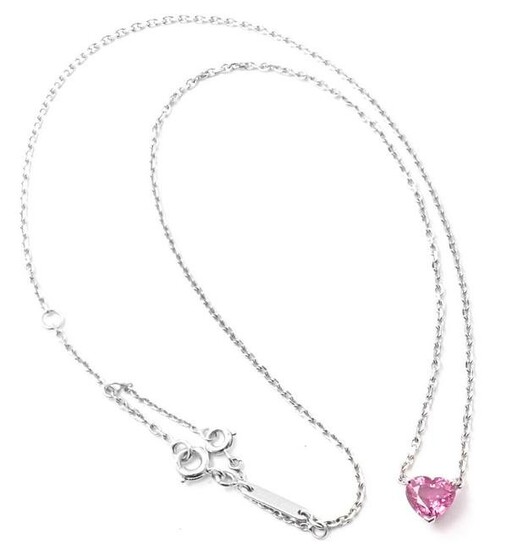 Authentic! Cartier 18k White Gold Heart Shape Pink
