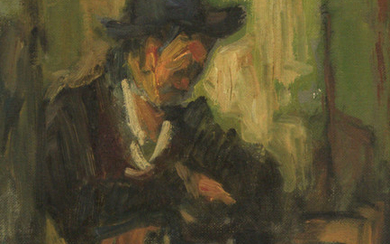 Avi Schwartz (b.1938) - Man, Oil on Canvas mounted on Board.
