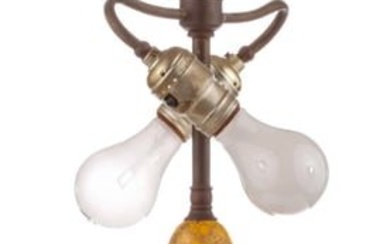 BRONZE MOUNTED (2) LIGHT PORCELAIN TABLE LAMP