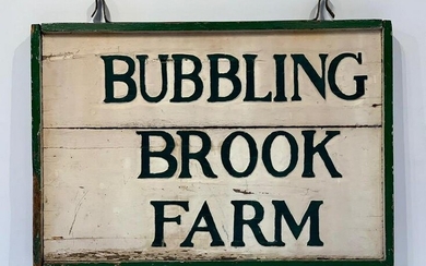 BUBBLING BROOK FARM c. 1930s double sided Sign