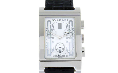 BULGARI - a stainless steel Rettangolo chronograph watch, 29x39mm.