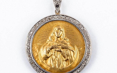 Beautiful vintage pendant medal with relief of the Immaculate...