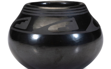 Blackware Pottery Jar, with Winged Motif, 1956-1959,Maria Martinez and Popovi Da