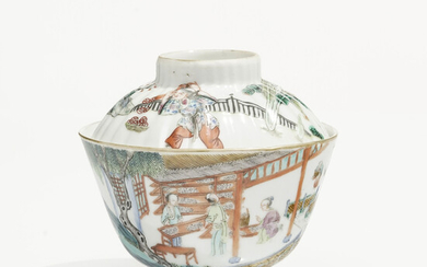 Bol et coupelle en porcelaine au décor de personnages, Chine, XIX-XXe s., diam. 10 cm et 9,5 cm
