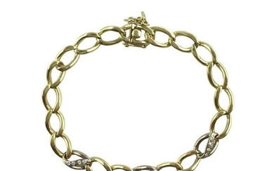 Bracelet in 18 K yellow gold links, with diamonds