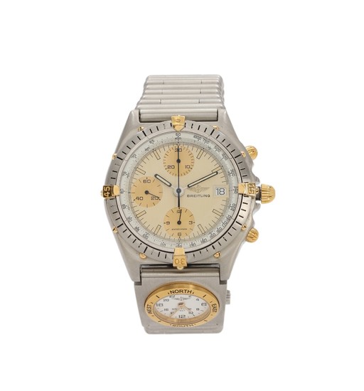 Breitling: A gentleman's wristwatch of gold and steel. Model Chronomat, ref. 81950A. Automatic movement. Case diam. 39 mm. 1990s.