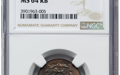 British North Borneo: , British Protectorate 1/2 Cent 1891-H MS64 Red and Brown NGC,...