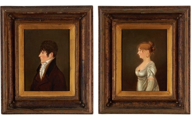 British School (19th Century), Portrait of a gentleman and a lady