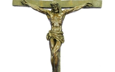 Bronze Crucifixion Jesus on Cross Hanging Plaque