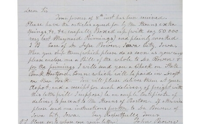 Brown, John | A letter requesting arms prior to the Pottawatomie Creek Massacre