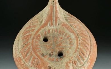 Byzantine Pottery Oil Lamp with Christogram
