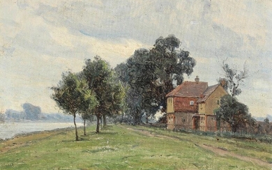 SOLD. C. M. Soya-Jensen: Scenery with a house from England. Signed Soya J. Oil on cardboard. 25 x 35 cm. – Bruun Rasmussen Auctioneers of Fine Art