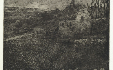 CAMILLE PISSARRO La Masure. Etching, aquatint and drypoint, 1879. 167x169 mm; 6 5/8x6...