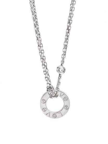 CARTIER, WHITE GOLD AND DIAMOND 'LOVE' NECKLACE
