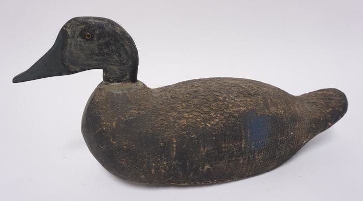 CARVED WOODEN DUCK DECOY W/ GLASS EYES