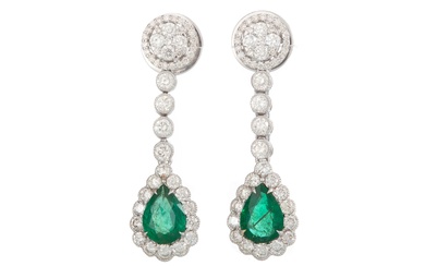 CERTIFICATED PAIR OF EMERALD AND DIAMOND EARRINGS
