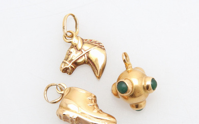 CHARMS, 3 pcs, gold 18K, total weight 3,12 gram.