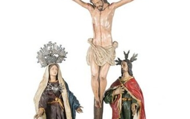 “Calvary”. Carved and polychromed wood and