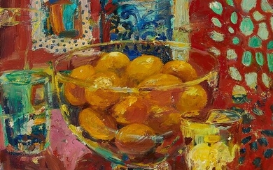 Carol Stewart, Still Life with Oranges & Glasses