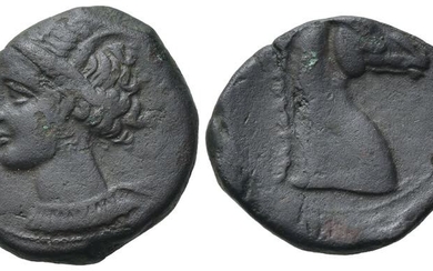 Carthaginian Domain, Sardinia, c. 300-264 BC. Æ (20mm, 5.00g). Wreathed...