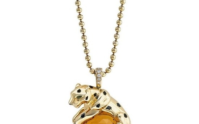 Cartier - a diamond and gem-set Panthere necklace