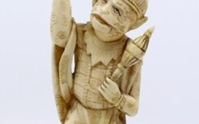 Carved Ivory Monkey Okimono Meiji Period