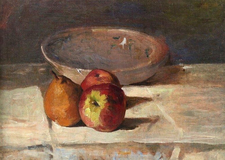 Cercle de Roderic O'Conor Nature morte avec des pommes, une poire et un bol Estampillé...