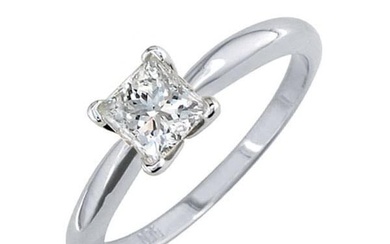 Certified 0.64 CTW Princess Diamond Solitaire 14k Ring F/SI2