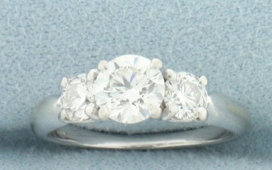 Certified Diamond 3 Stone Wedding Anniversary Engagement Ring in 18k White Gold
