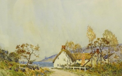 Charles Eyres Simmons (1872-1955). Coastal landscape with cottage, watercolour,...