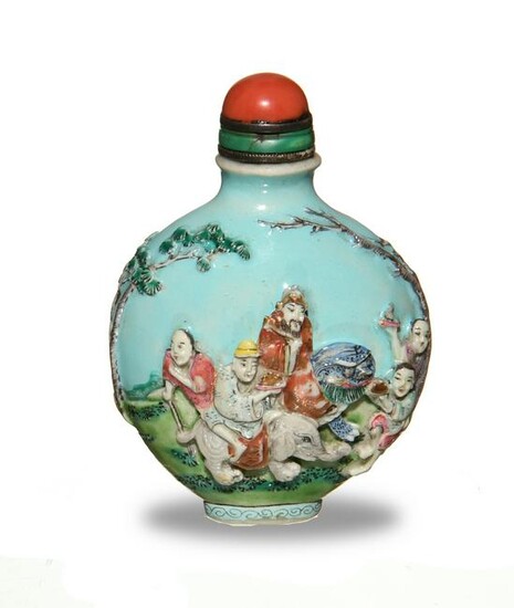 Chinese Carved Porcelain Snuff Bottle, Qianlong