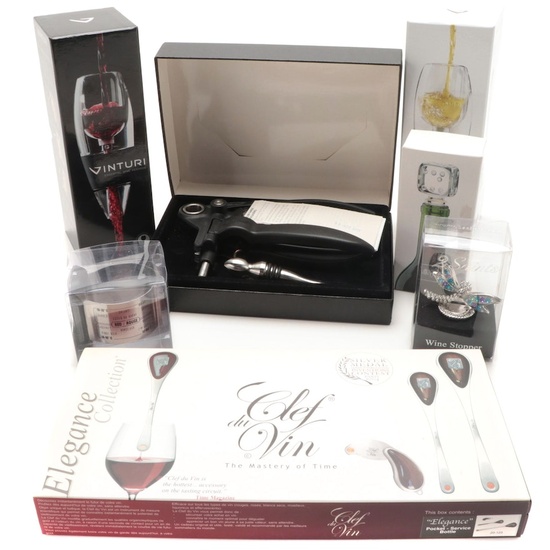 Clef du Vin "Elegance Collection" Wine Aging Tool with Other Wine Accessories