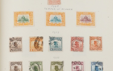 Collection of world stamps arranged in four albums or stock ...