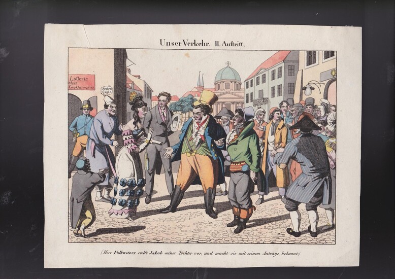 Colored etching from UNSER VERKEHR] [Anti Semitic print]