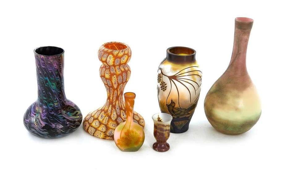 Continental art glass vases (6pcs)