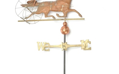 Copper and Brass Sulky Horse and Jockey Weather Vane